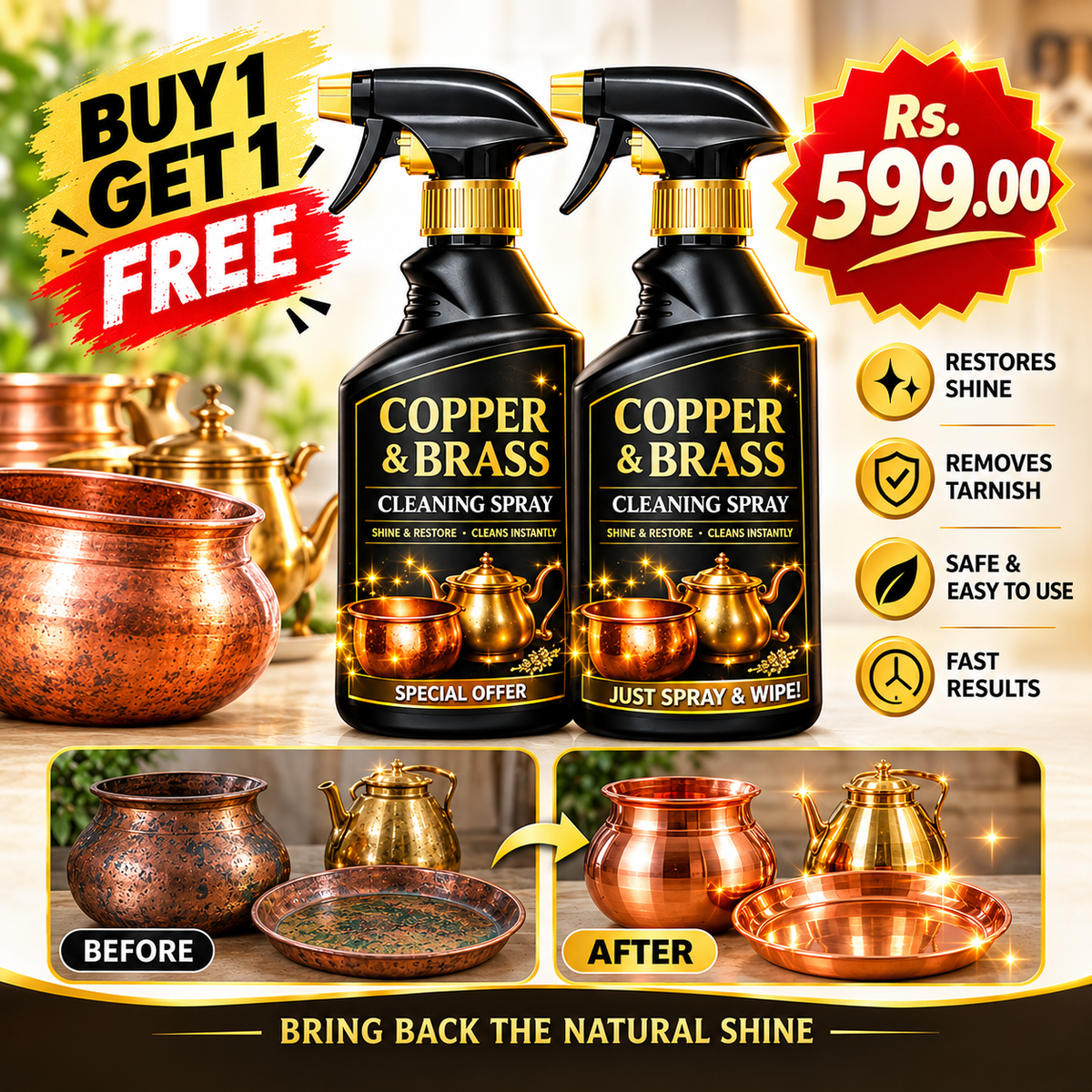 Copper & Brass Cleaning Spray (Pack of 2)
